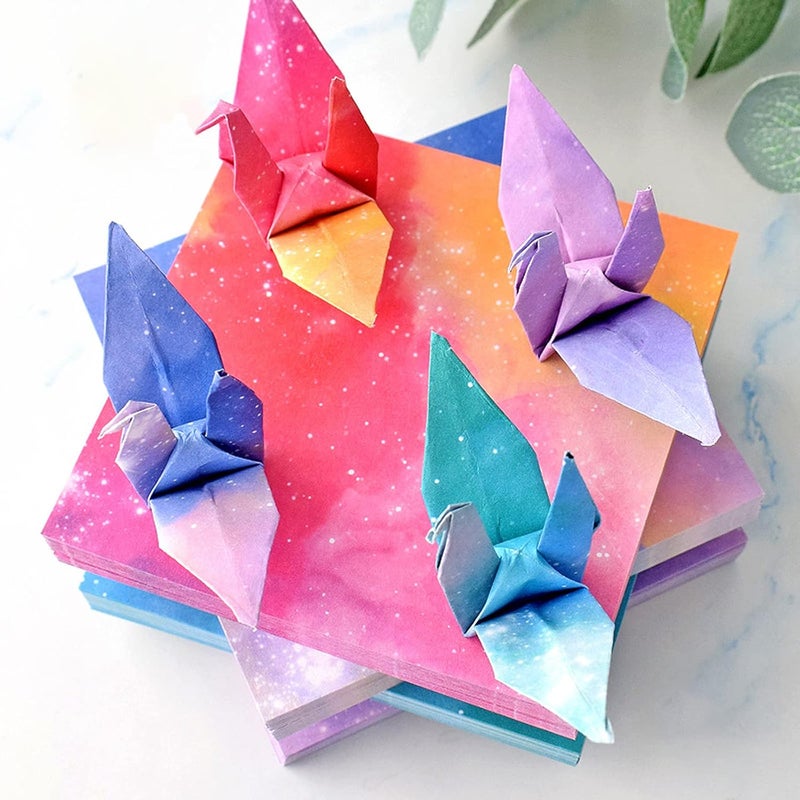 Teniinet Origami Paper Kit for Kids Adults, 200 Sheets Starry Double-Sided Square Origami Paper for DIY Decoration, Scrapbook Decor, Folding Crafts (3.74*3.74in) - Image 2